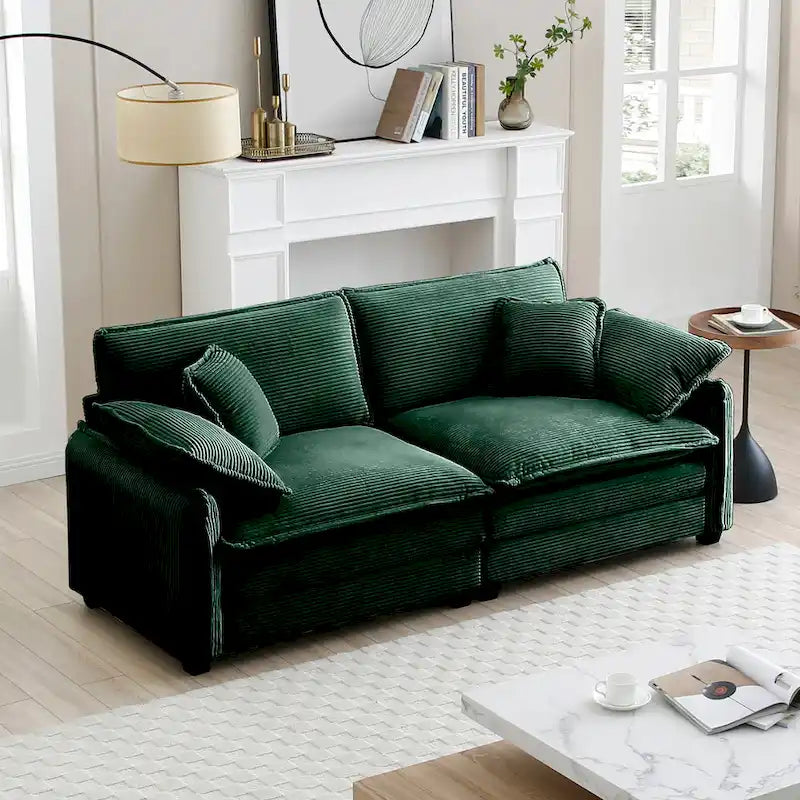 DIY anpassbares Cord-Polster Ecksofa ohne Armlehnen