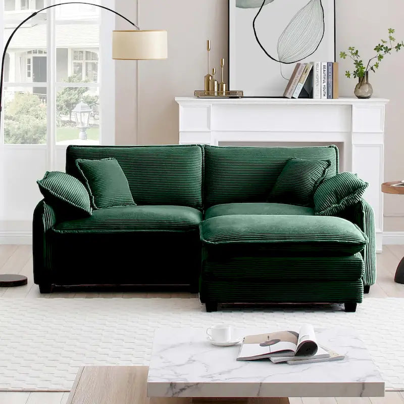 DIY anpassbares Cord-Polster Ecksofa ohne Armlehnen
