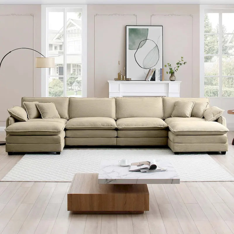 DIY anpassbares Cord-Polster Ecksofa ohne Armlehnen