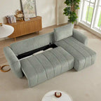 Grau 105.2 Cord Sofa-Eckgarnitur mit Schlaffunktion und Stauraum