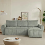 Grau 105.2 Cord Sofa-Eckgarnitur mit Schlaffunktion und Stauraum