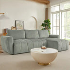 Grau 105.2 Cord Sofa-Eckgarnitur mit Schlaffunktion und Stauraum