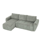 Grau 105.2 Cord Sofa-Eckgarnitur mit Schlaffunktion und Stauraum