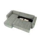 Grau 105.2 Cord Sofa-Eckgarnitur mit Schlaffunktion und Stauraum