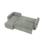 Grau 105.2 Cord Sofa-Eckgarnitur mit Schlaffunktion und Stauraum