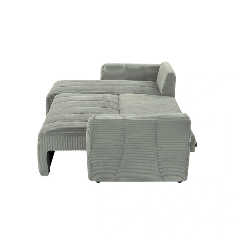 Grau 105.2 Cord Sofa-Eckgarnitur mit Schlaffunktion und Stauraum
