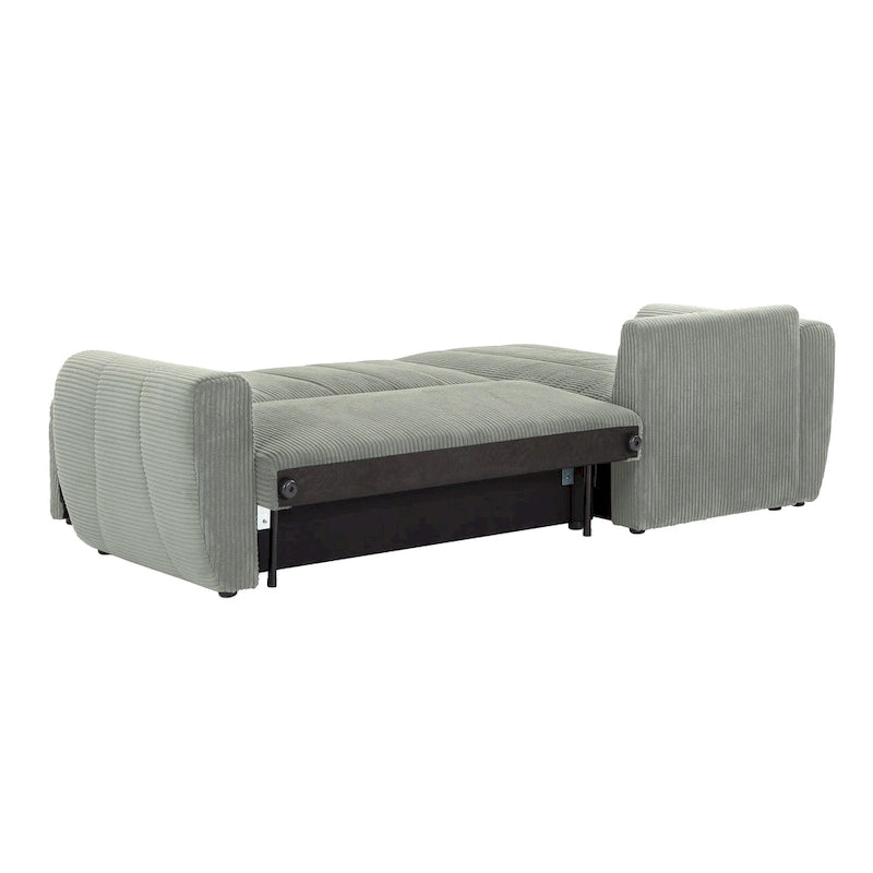 Grau 105.2 Cord Sofa-Eckgarnitur mit Schlaffunktion und Stauraum