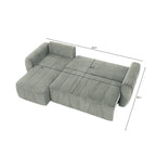 Grau 105.2 Cord Sofa-Eckgarnitur mit Schlaffunktion und Stauraum