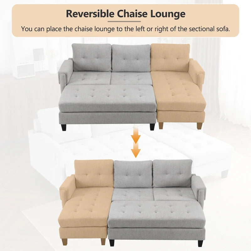 83,4 Zoll L-förmiges Sofa, Schnittsofa, Schlafsofa
