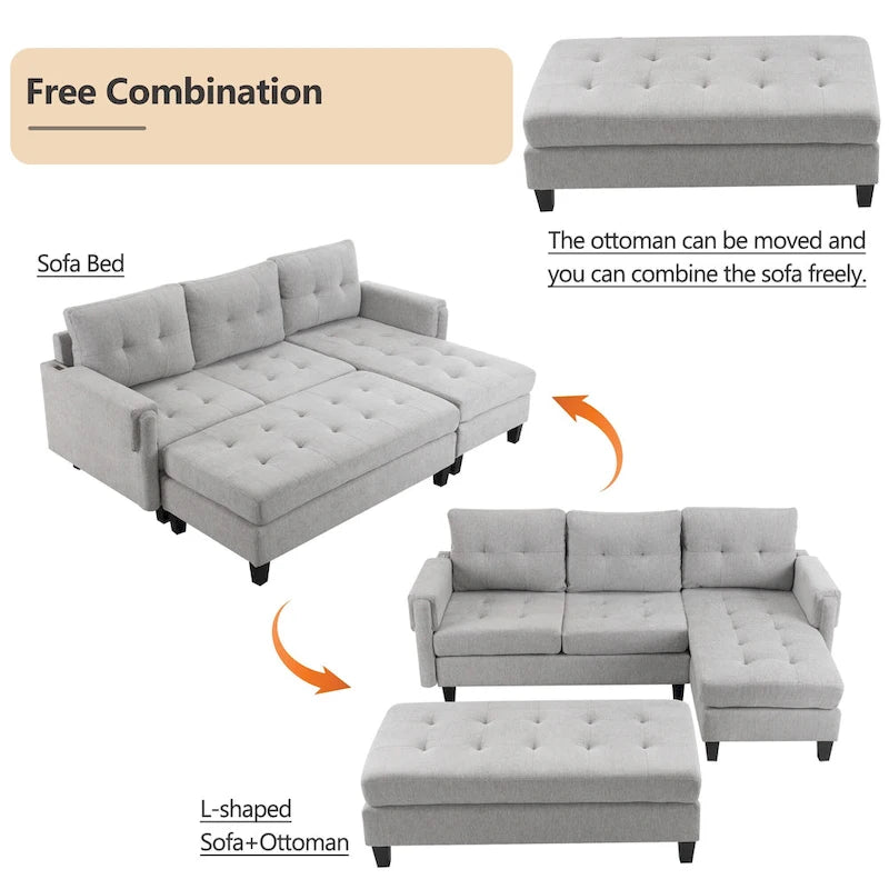 83,4 Zoll L-förmiges Sofa, Schnittsofa, Schlafsofa