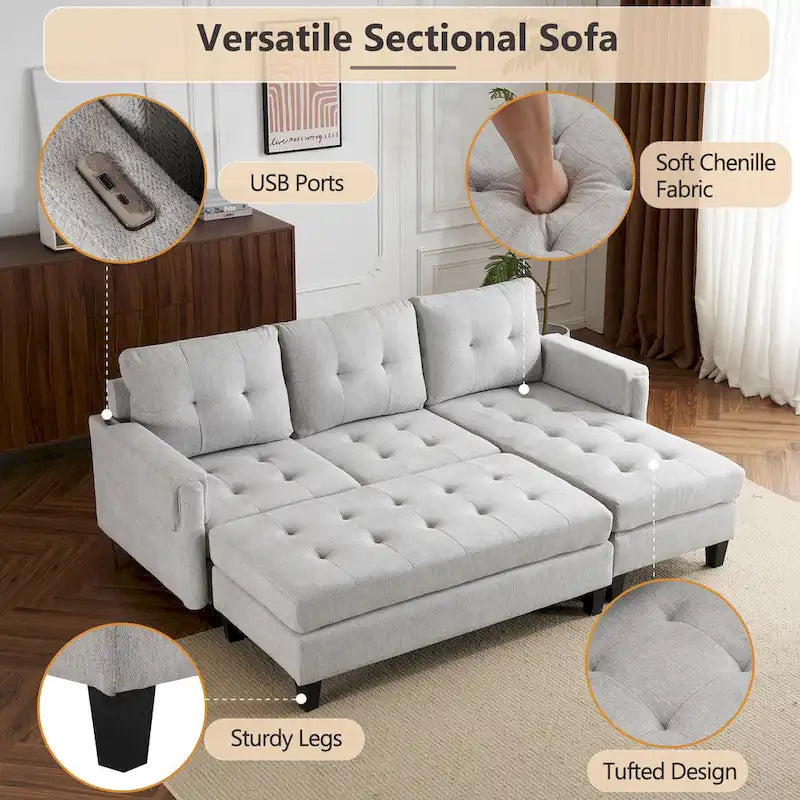 83,4 Zoll L-förmiges Sofa, Schnittsofa, Schlafsofa