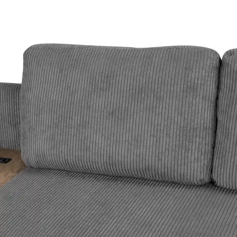 L-förmiges Sektionssofa mit zwei USB-Anschlüssen