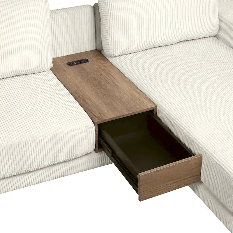 L-förmiges Sektionssofa mit zwei USB-Anschlüssen