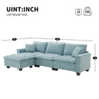 100*59 Convertible Sektionssofa, L-förmiges, umbaubares Ecksofa-Set mit kostenlosen Kissen, 4-Sitzer-Schlafsofa mit Ottoman