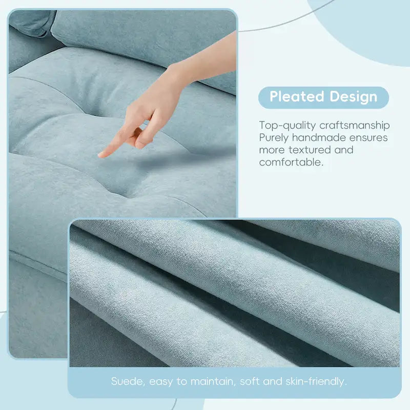 100*59 Convertible Sektionssofa, L-förmiges, umbaubares Ecksofa-Set mit kostenlosen Kissen, 4-Sitzer-Schlafsofa mit Ottoman
