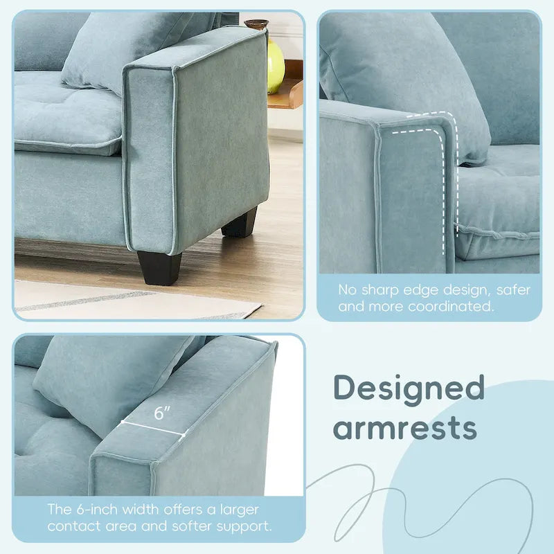 100*59 Convertible Sektionssofa, L-förmiges, umbaubares Ecksofa-Set mit kostenlosen Kissen, 4-Sitzer-Schlafsofa mit Ottoman