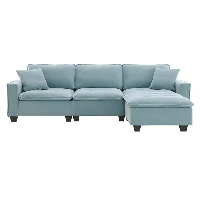 100*59 Convertible Sektionssofa, L-förmiges, umbaubares Ecksofa-Set mit kostenlosen Kissen, 4-Sitzer-Schlafsofa mit Ottoman