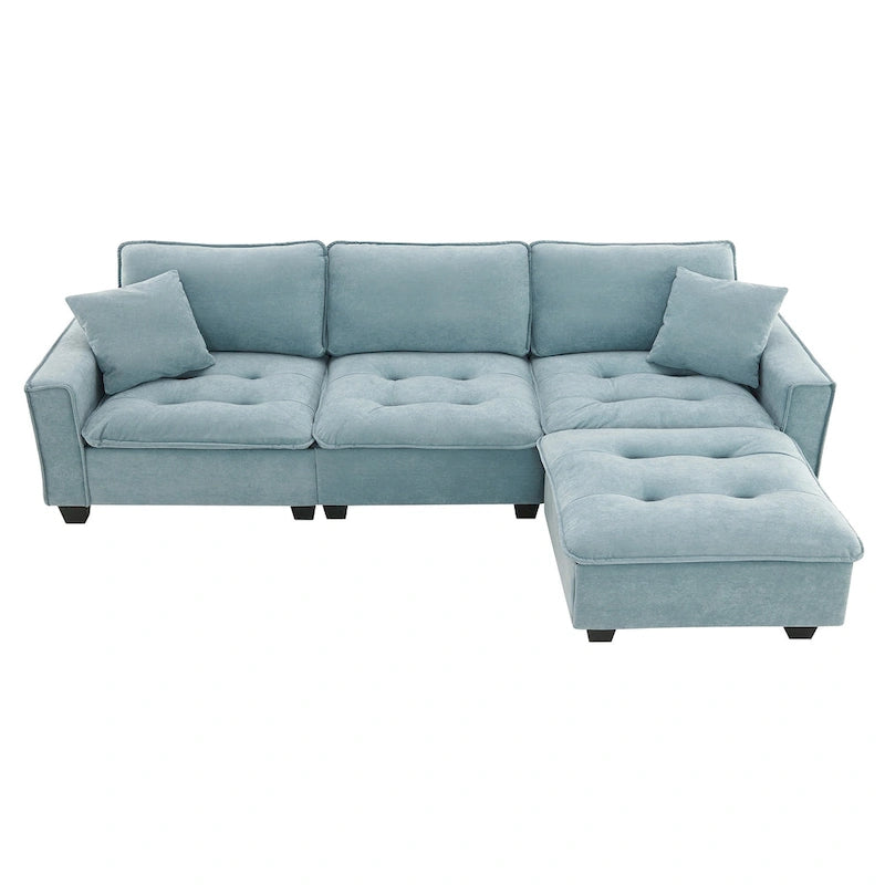 100*59 Convertible Sektionssofa, L-förmiges, umbaubares Ecksofa-Set mit kostenlosen Kissen, 4-Sitzer-Schlafsofa mit Ottoman