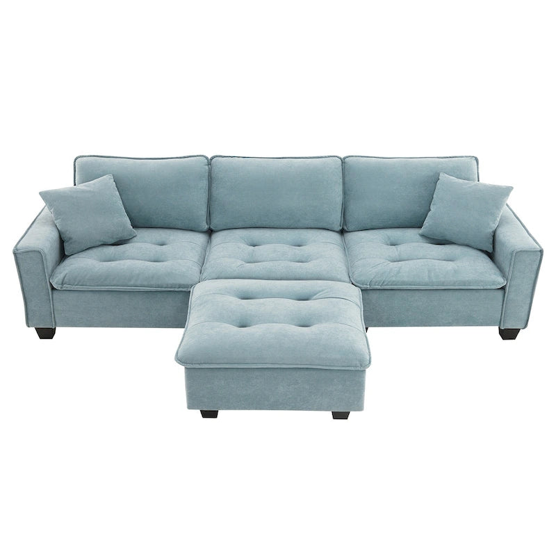 100*59 Convertible Sektionssofa, L-förmiges, umbaubares Ecksofa-Set mit kostenlosen Kissen, 4-Sitzer-Schlafsofa mit Ottoman