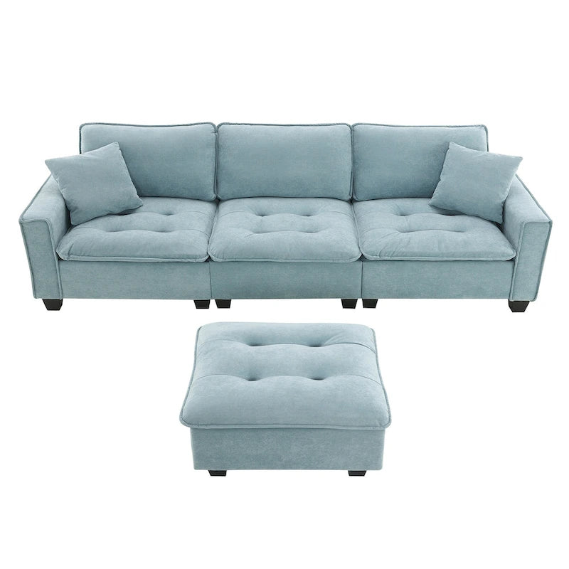 100*59 Convertible Sektionssofa, L-förmiges, umbaubares Ecksofa-Set mit kostenlosen Kissen, 4-Sitzer-Schlafsofa mit Ottoman