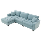 100*59 Convertible Sektionssofa, L-förmiges, umbaubares Ecksofa-Set mit kostenlosen Kissen, 4-Sitzer-Schlafsofa mit Ottoman