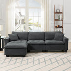 100*59 Convertible Sektionssofa, L-förmiges, umbaubares Ecksofa-Set mit kostenlosen Kissen, 4-Sitzer-Schlafsofa mit Ottoman