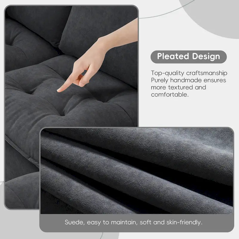 100*59 Convertible Sektionssofa, L-förmiges, umbaubares Ecksofa-Set mit kostenlosen Kissen, 4-Sitzer-Schlafsofa mit Ottoman