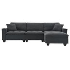 100*59 Convertible Sektionssofa, L-förmiges, umbaubares Ecksofa-Set mit kostenlosen Kissen, 4-Sitzer-Schlafsofa mit Ottoman