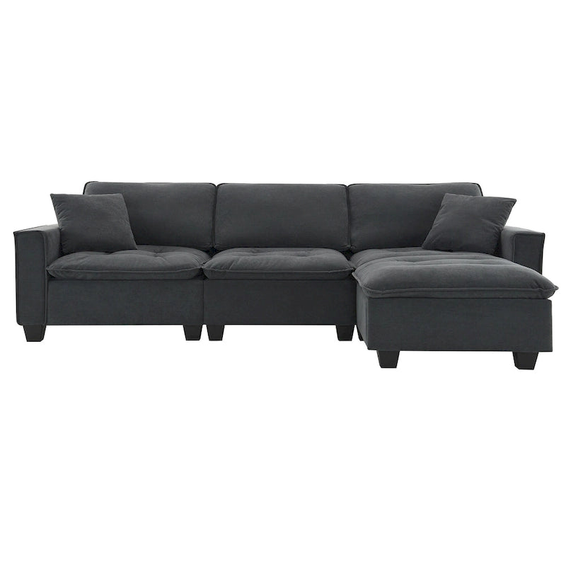 100*59 Convertible Sektionssofa, L-förmiges, umbaubares Ecksofa-Set mit kostenlosen Kissen, 4-Sitzer-Schlafsofa mit Ottoman