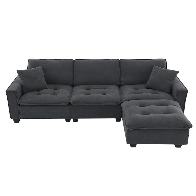 100*59 Convertible Sektionssofa, L-förmiges, umbaubares Ecksofa-Set mit kostenlosen Kissen, 4-Sitzer-Schlafsofa mit Ottoman