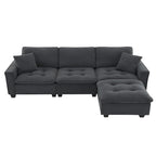 100*59 Convertible Sektionssofa, L-förmiges, umbaubares Ecksofa-Set mit kostenlosen Kissen, 4-Sitzer-Schlafsofa mit Ottoman