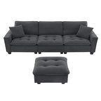 100*59 Convertible Sektionssofa, L-förmiges, umbaubares Ecksofa-Set mit kostenlosen Kissen, 4-Sitzer-Schlafsofa mit Ottoman