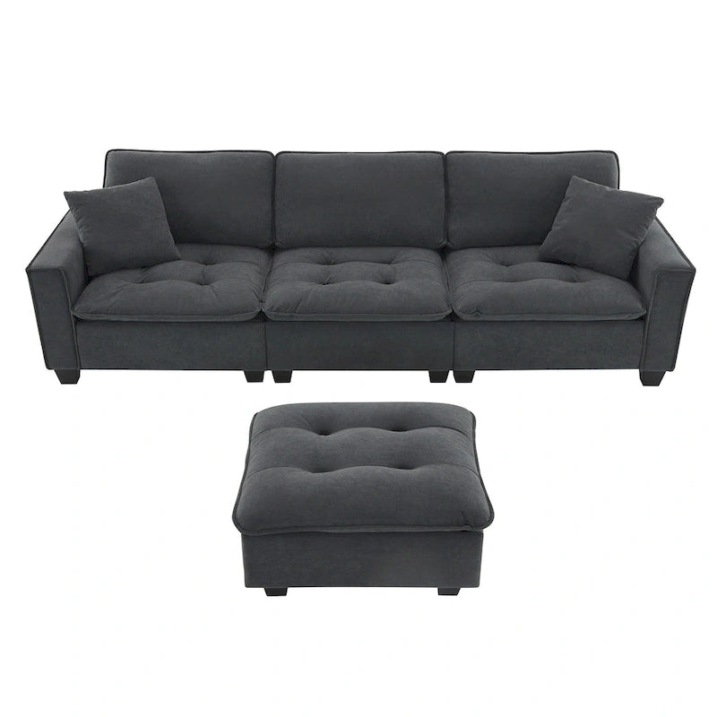 100*59 Convertible Sektionssofa, L-förmiges, umbaubares Ecksofa-Set mit kostenlosen Kissen, 4-Sitzer-Schlafsofa mit Ottoman