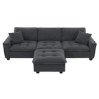 100*59 Convertible Sektionssofa, L-förmiges, umbaubares Ecksofa-Set mit kostenlosen Kissen, 4-Sitzer-Schlafsofa mit Ottoman
