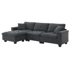 100*59 Convertible Sektionssofa, L-förmiges, umbaubares Ecksofa-Set mit kostenlosen Kissen, 4-Sitzer-Schlafsofa mit Ottoman