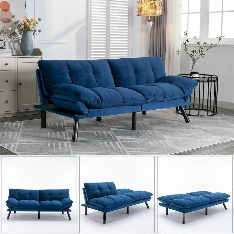 Modernes gepolstertes 2-Sitzer Schlafsofa mit verstellbarer Rückenlehne und Armlehnen - 70:l