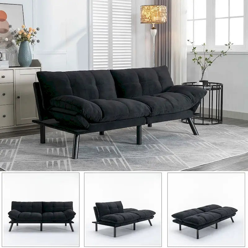 Modernes gepolstertes 2-Sitzer Schlafsofa mit verstellbarer Rückenlehne und Armlehnen - 70:l