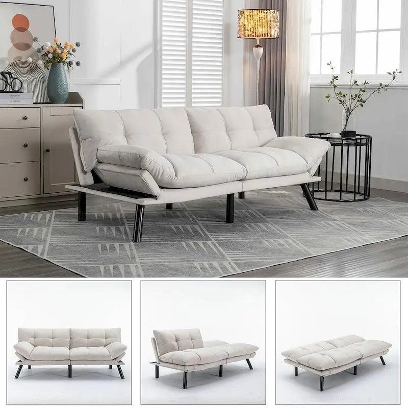 Modernes gepolstertes 2-Sitzer Schlafsofa mit verstellbarer Rückenlehne und Armlehnen - 70:l