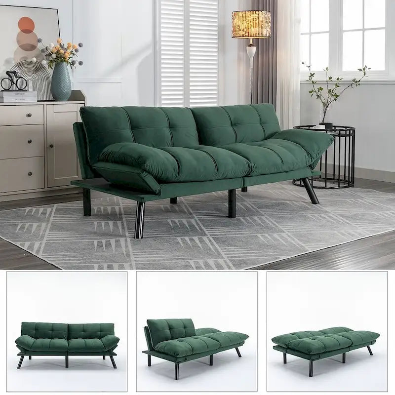 Modernes gepolstertes 2-Sitzer Schlafsofa mit verstellbarer Rückenlehne und Armlehnen - 70:l