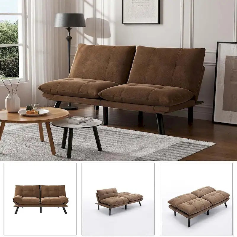 Modernes gepolstertes 2-Sitzer Schlafsofa mit verstellbarer Rückenlehne und Armlehnen - 70:l