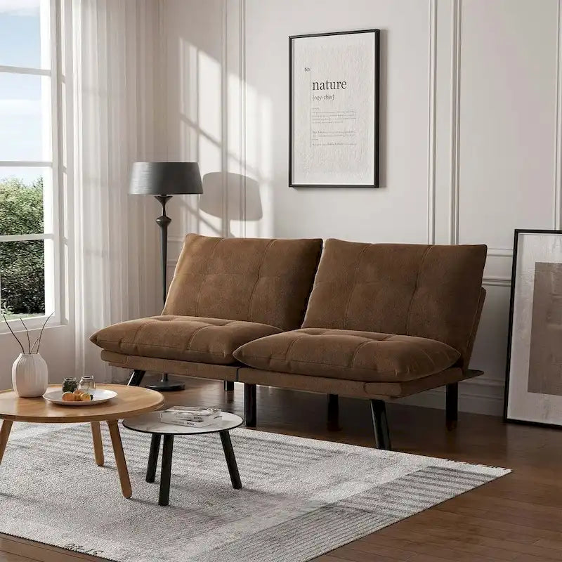 Modernes gepolstertes 2-Sitzer Schlafsofa mit verstellbarer Rückenlehne und Armlehnen - 70:l