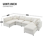 6-Sitzer Modernes Modulares Wolkensofa-Bett Chenille Sektionscouch-Set mit Ottomane