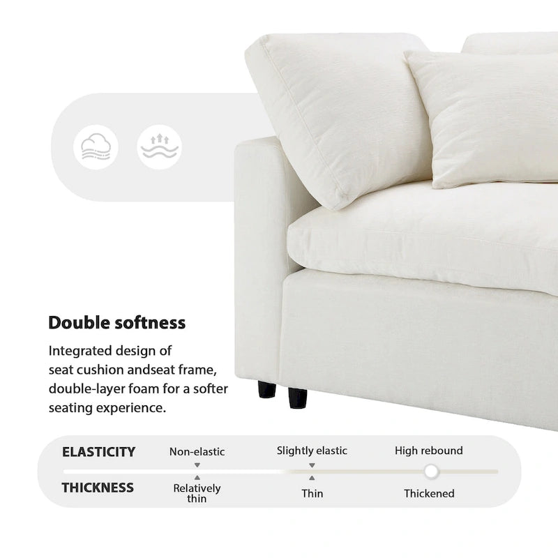 6-Sitzer Modernes Modulares Wolkensofa-Bett Chenille Sektionscouch-Set mit Ottomane