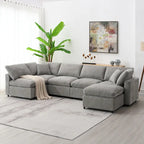 6-Sitzer Modernes Modulares Wolkensofa-Bett Chenille Sektionscouch-Set mit Ottomane