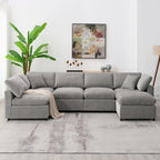 6-Sitzer Modernes Modulares Wolkensofa-Bett Chenille Sektionscouch-Set mit Ottomane