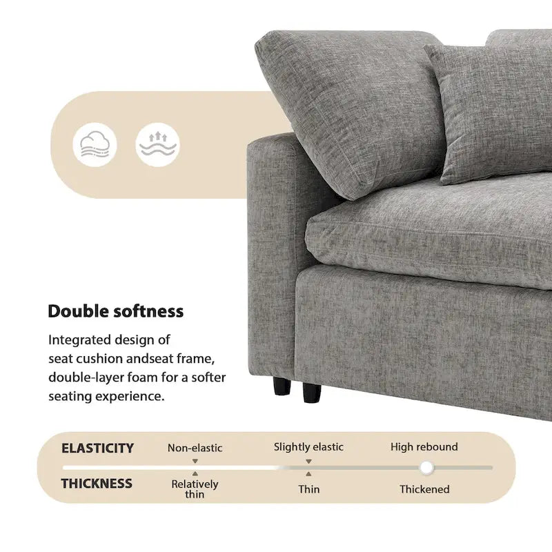 6-Sitzer Modernes Modulares Wolkensofa-Bett Chenille Sektionscouch-Set mit Ottomane