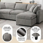 6-Sitzer Modernes Modulares Wolkensofa-Bett Chenille Sektionscouch-Set mit Ottomane