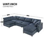 6-Sitzer Modernes Modulares Wolkensofa-Bett Chenille Sektionscouch-Set mit Ottomane