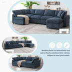 6-Sitzer Modernes Modulares Wolkensofa-Bett Chenille Sektionscouch-Set mit Ottomane