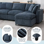 6-Sitzer Modernes Modulares Wolkensofa-Bett Chenille Sektionscouch-Set mit Ottomane